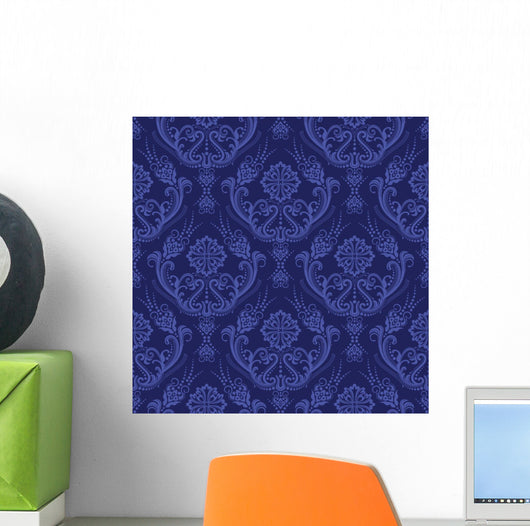 Luxury Blue Floral Damask Wall Decal