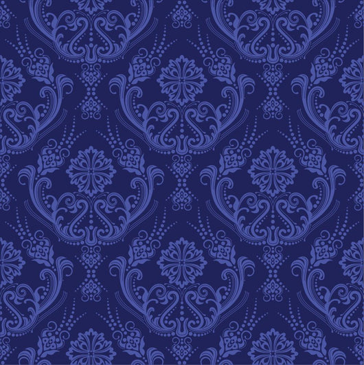Luxury Blue Floral Damask Wall Decal