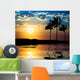Sunset Beach and Palm Tree Wall Mural