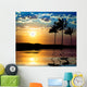 Sunset Beach and Palm Tree Wall Mural