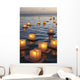 Annual lantern floating ceremony during sunset at Ala Moana Wall Mural