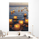 Annual lantern floating ceremony during sunset at Ala Moana Wall Mural