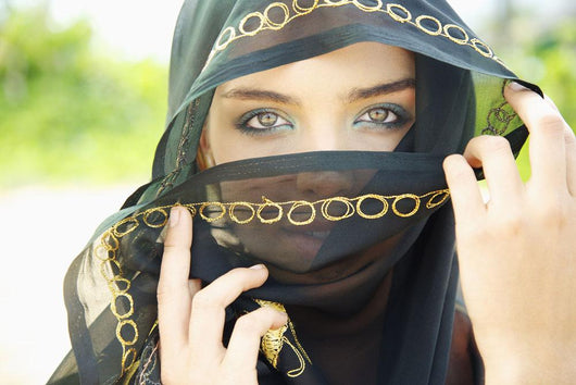 A Woman's Eyes Peering Out From A Headscarf Wall Mural