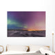Northern lights shine above city skyline in this nighttime view Wall Mural
