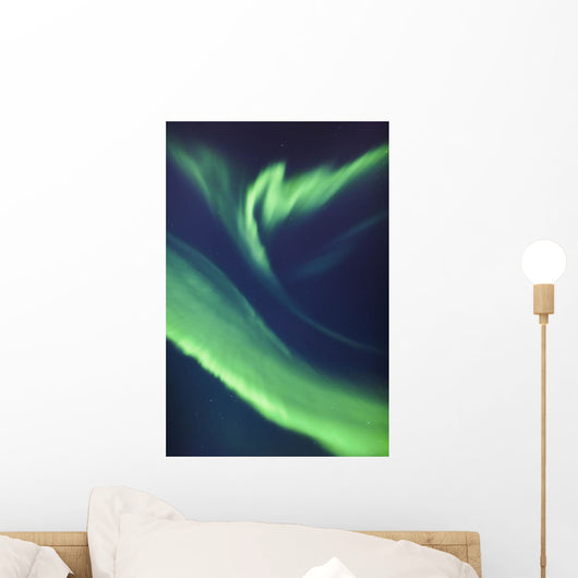 A green northern lights corona Wall Mural
