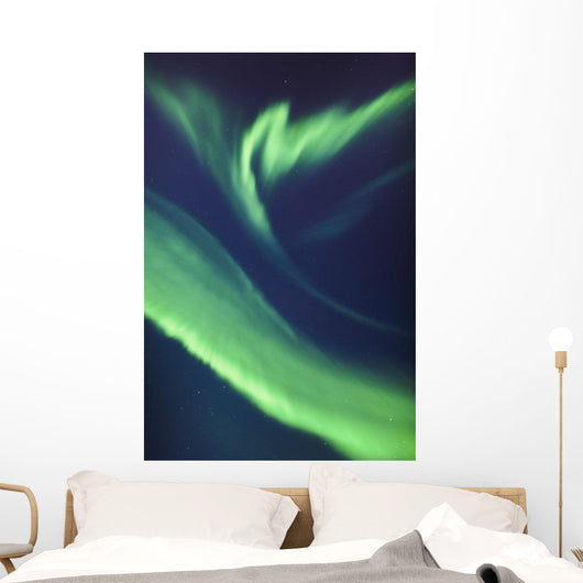 A green northern lights corona Wall Mural