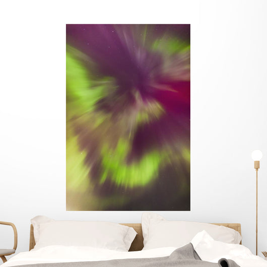 A Green And Magenta Northern Lights Corona Wall Mural