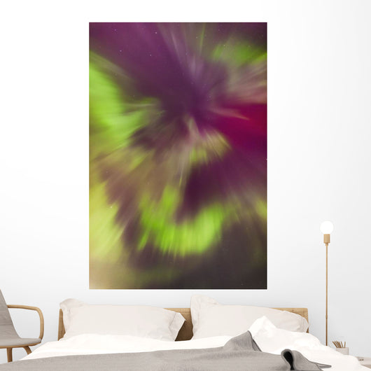 A Green And Magenta Northern Lights Corona Wall Mural