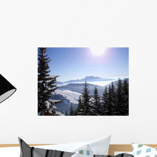 Photo Montagne Et Sapin Wall Decal