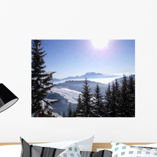 Photo Montagne Et Sapin Wall Decal