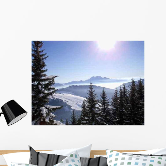 Photo Montagne Et Sapin Wall Decal