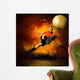 Football player in fires flame on the outdoors field Wall Mural