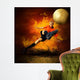 Football player in fires flame on the outdoors field Wall Mural