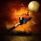Football player in fires flame on the outdoors field Wall Mural
