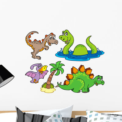 Various Dinosaur Collection Wall Stickers shown on a wall