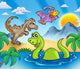 Landscape With Dinosaurs Wall Mural