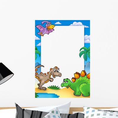 Prehistoric Frame with Dinosaurs shown on a wall