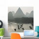 Boats Along The Li River At Sunset Wall Mural