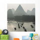 Boats Along The Li River At Sunset Wall Mural