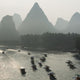 Boats Along The Li River At Sunset Wall Mural