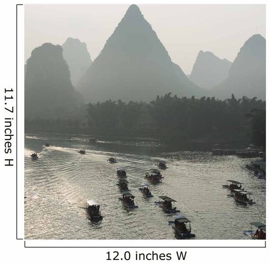 Boats Along The Li River At Sunset Wall Mural