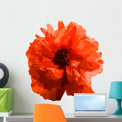 Red Popy Wall Decal shown on a wall