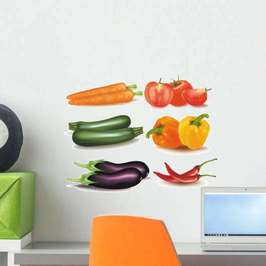 The big colorful group of vegetables. Photo-realistic vector. Wall Mural