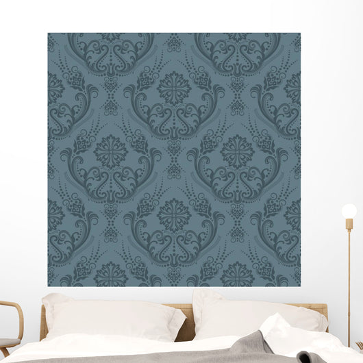Luxury Seamless Grey Floral Wall Decal