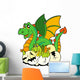 Dragon mom with baby and eggs Wall Mural