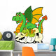 Dragon mom with baby and eggs Wall Mural