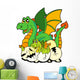 Dragon mom with baby and eggs Wall Mural