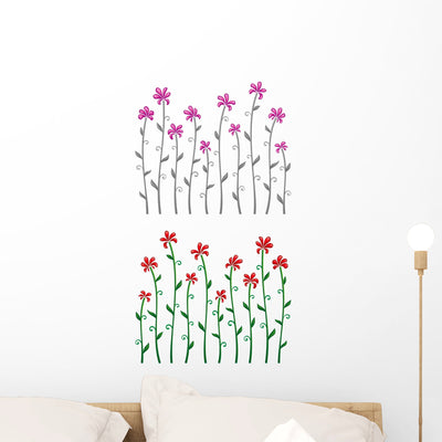 Flowers Wall Mural shown on a wall