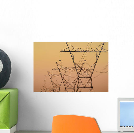 Electrical transmission towers at sunset;Ohio united states of america Wall Mural