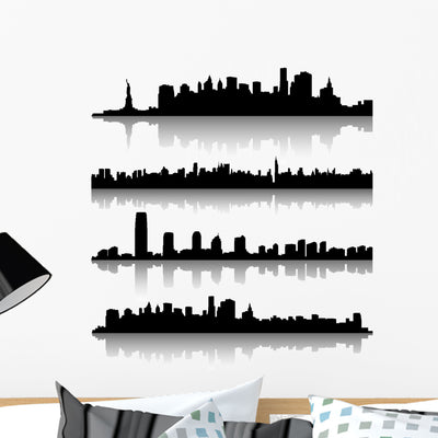 New York Cityscape Wall Stickers shown on a wall