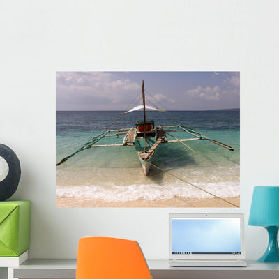 Philippine Fishing Boat Wall Mural shown on a wall