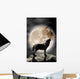 Wolf Howling at the Moon Wall Mural