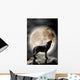 Wolf Howling at the Moon Wall Mural