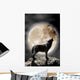 Wolf Howling at the Moon Wall Mural