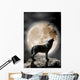 Wolf Howling at the Moon Wall Mural