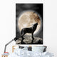 Wolf Howling at the Moon Wall Mural