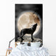 Wolf Howling at the Moon Wall Mural
