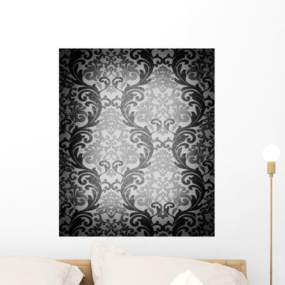 Seamless Damask Wallpaper Wall Decal Design 3 shown on a wall