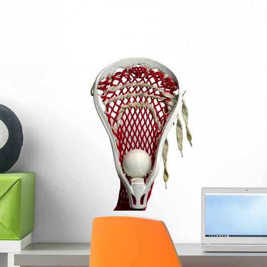 White Lacrosse Head With Red Meshing Wall Mural