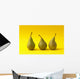 Three Pears on Yellow Background Wall Mural