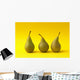 Three Pears on Yellow Background Wall Mural