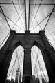 Black and white upward view of Brooklyn Bridge Wall Mural