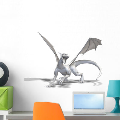 White Western Dragon Wall Decal shown on a wall