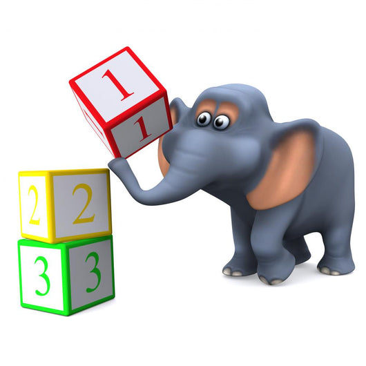 3d Elephant with counting blocks Wall Decal