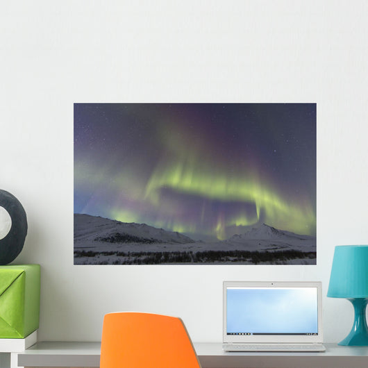 Aurora Borealis At Twilight Above Angelcomb Mountain Wall Mural