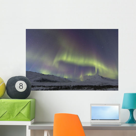 Aurora Borealis At Twilight Above Angelcomb Mountain Wall Mural